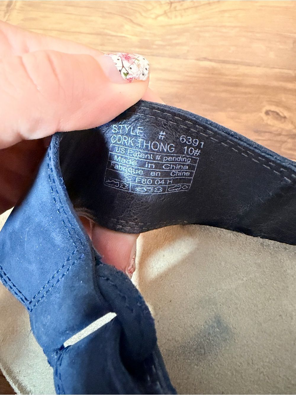 Teva Womens Cork Thong Sandals Size 10 Navy Blue Suede Flip Flops - Picture 12 of 12
